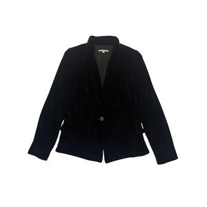 Gap Black Velvet Single Button Dark Academia Witchy Goth Blazer Jacket Size 6